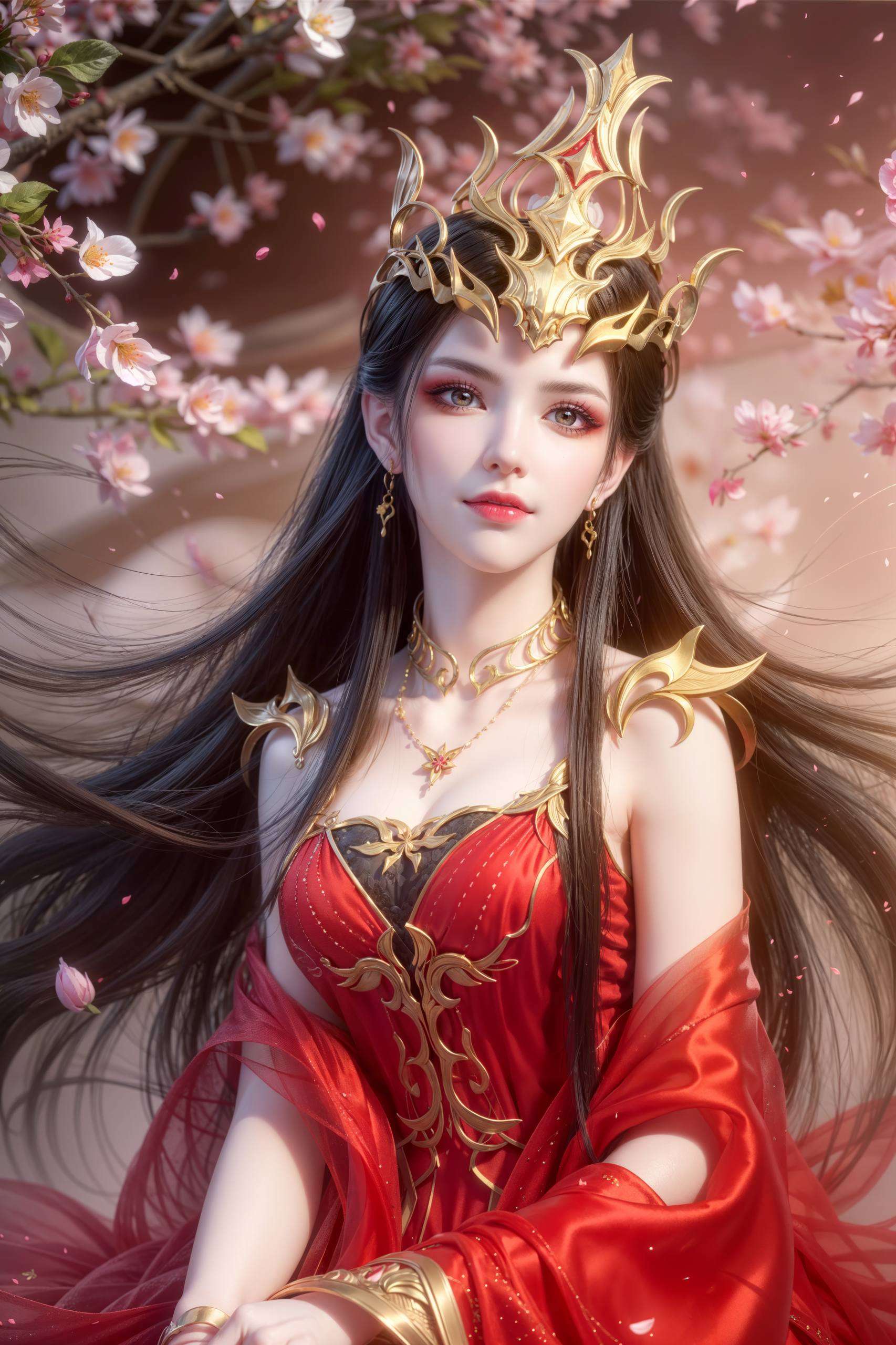她现在可是温柔得很穿着新年的红装