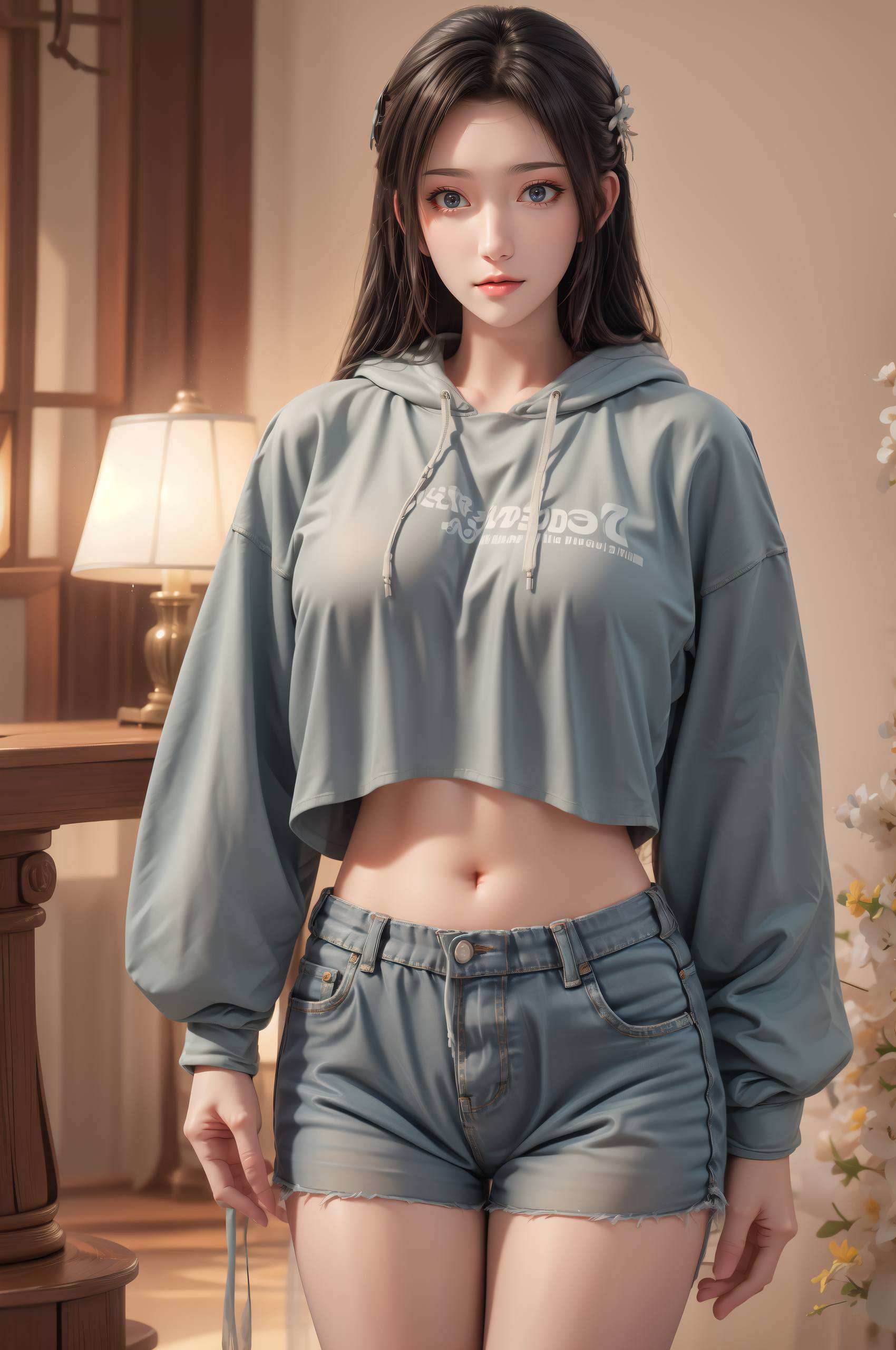 云韵小姐姐身着旗袍优雅地站在云岚宗的云端