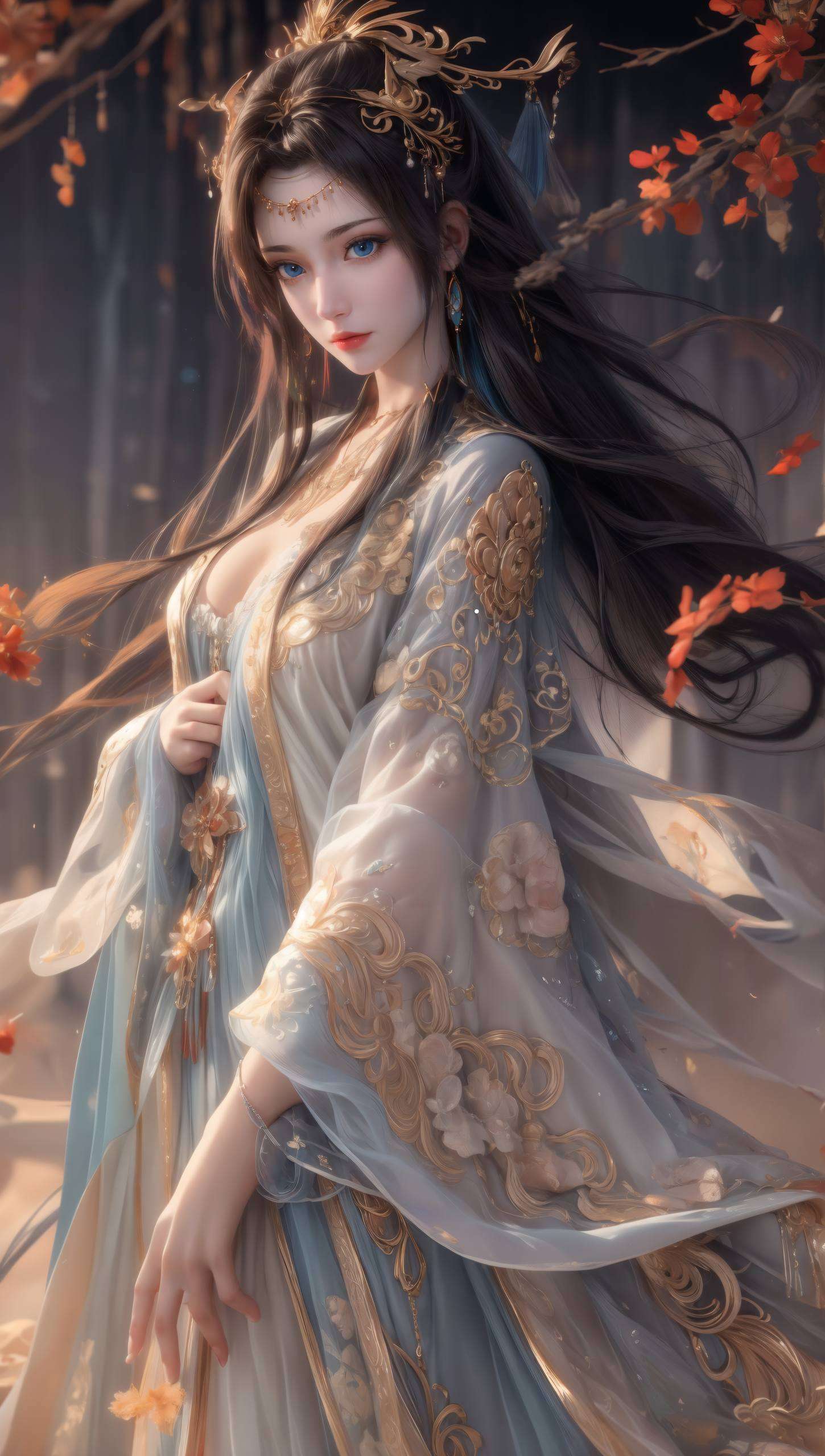 她的眼神深邃如夜空藏着无数未解的秘密