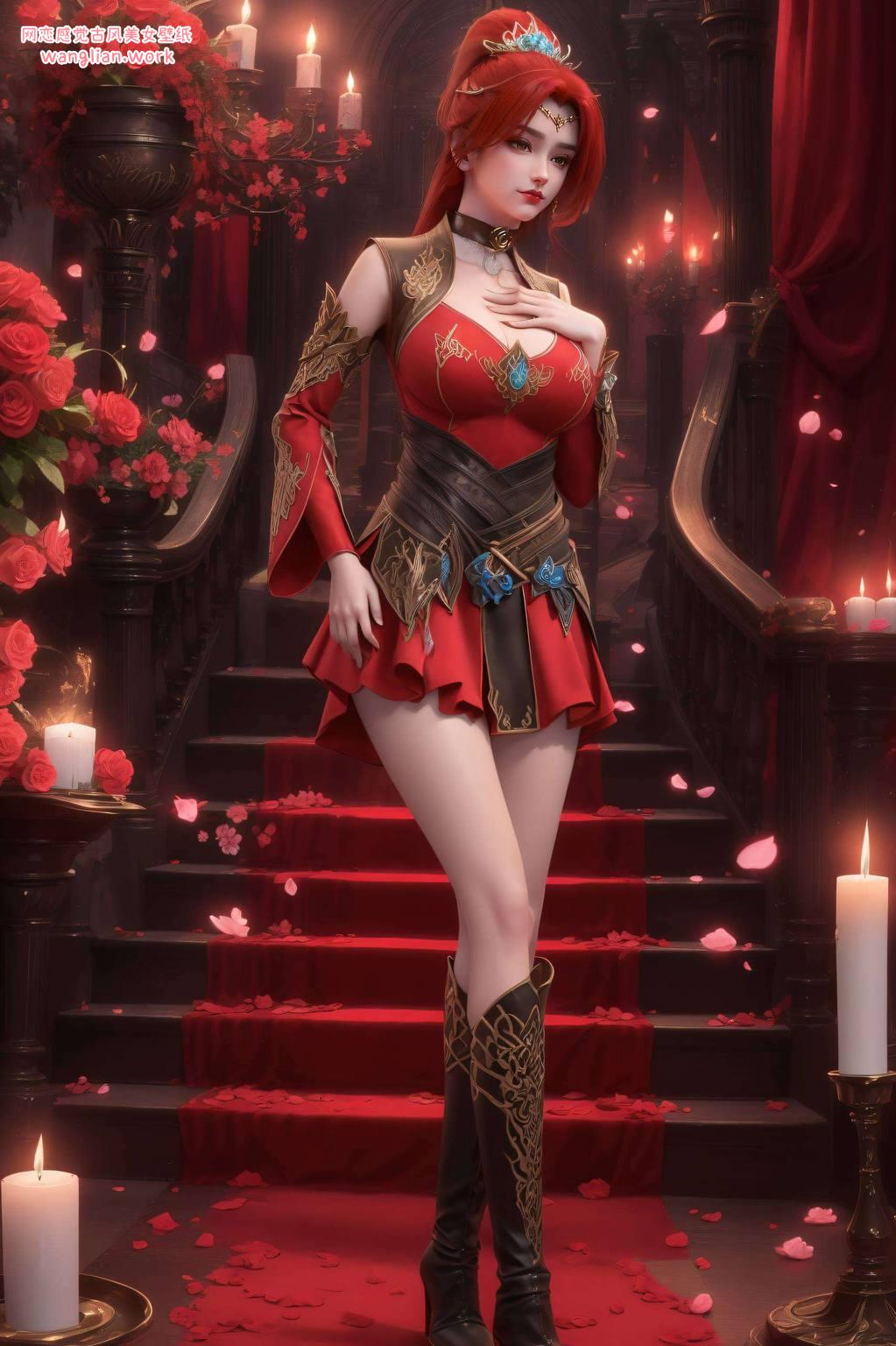 国漫美女唐火儿穿上节日盛装甜美笑容映照着新春的喜庆