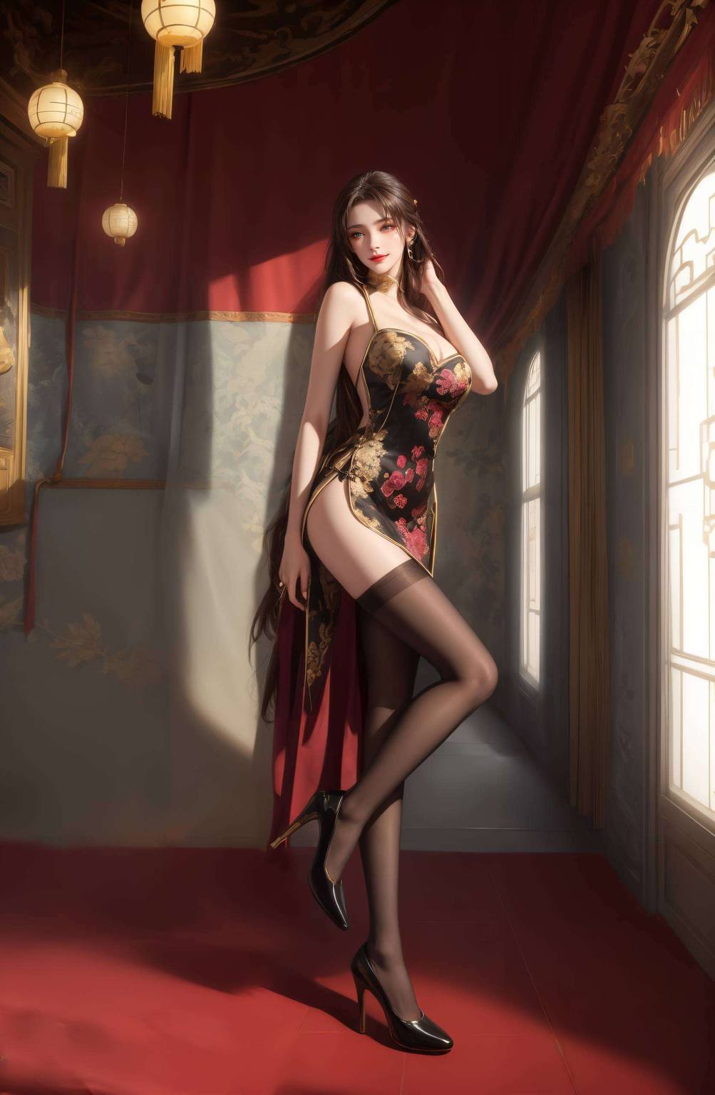这款1080p壁纸国漫美女潮图中灵动的身姿映衬着鲜艳的色彩