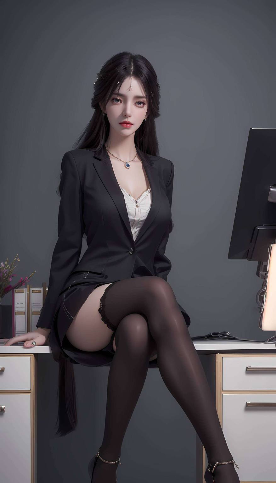 融合了优雅的条纹元素以国漫美女云曦老婆为主题