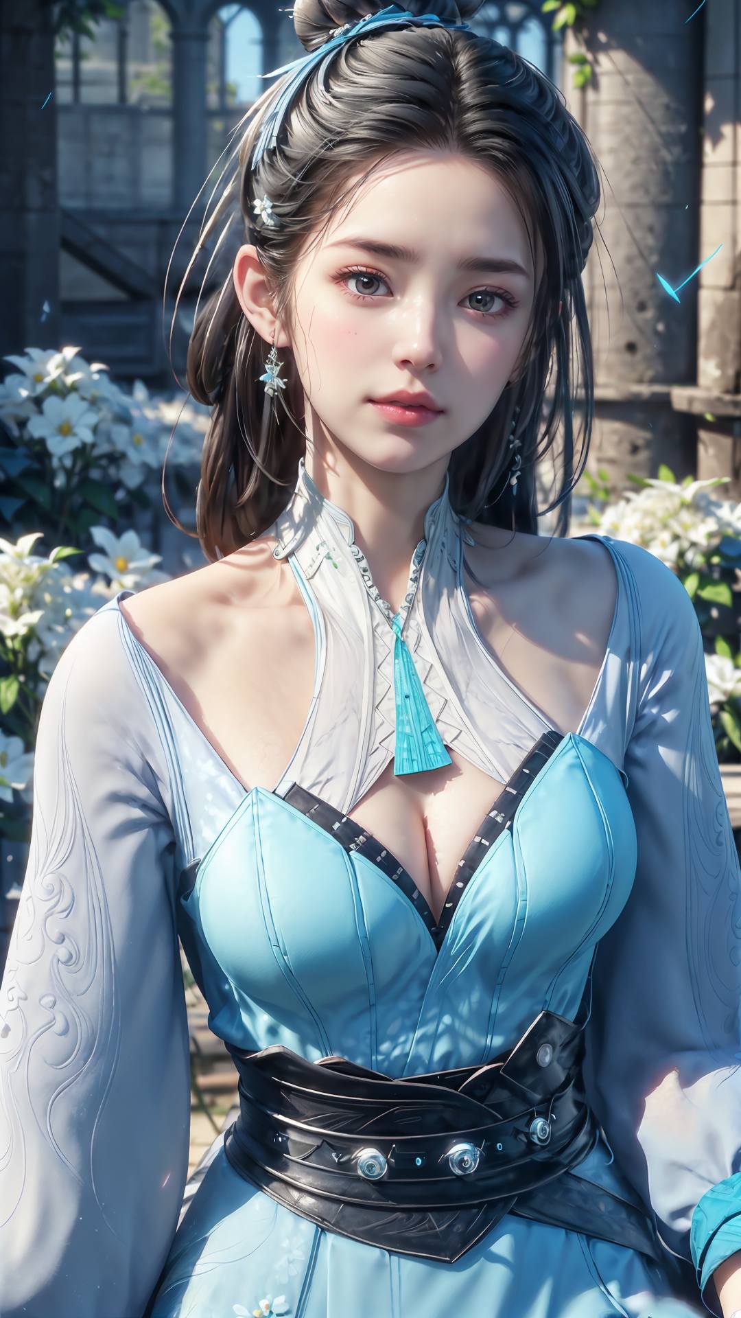 蓝灵娥如同一抹清新的蓝色灵光都是那么完美无瑕
