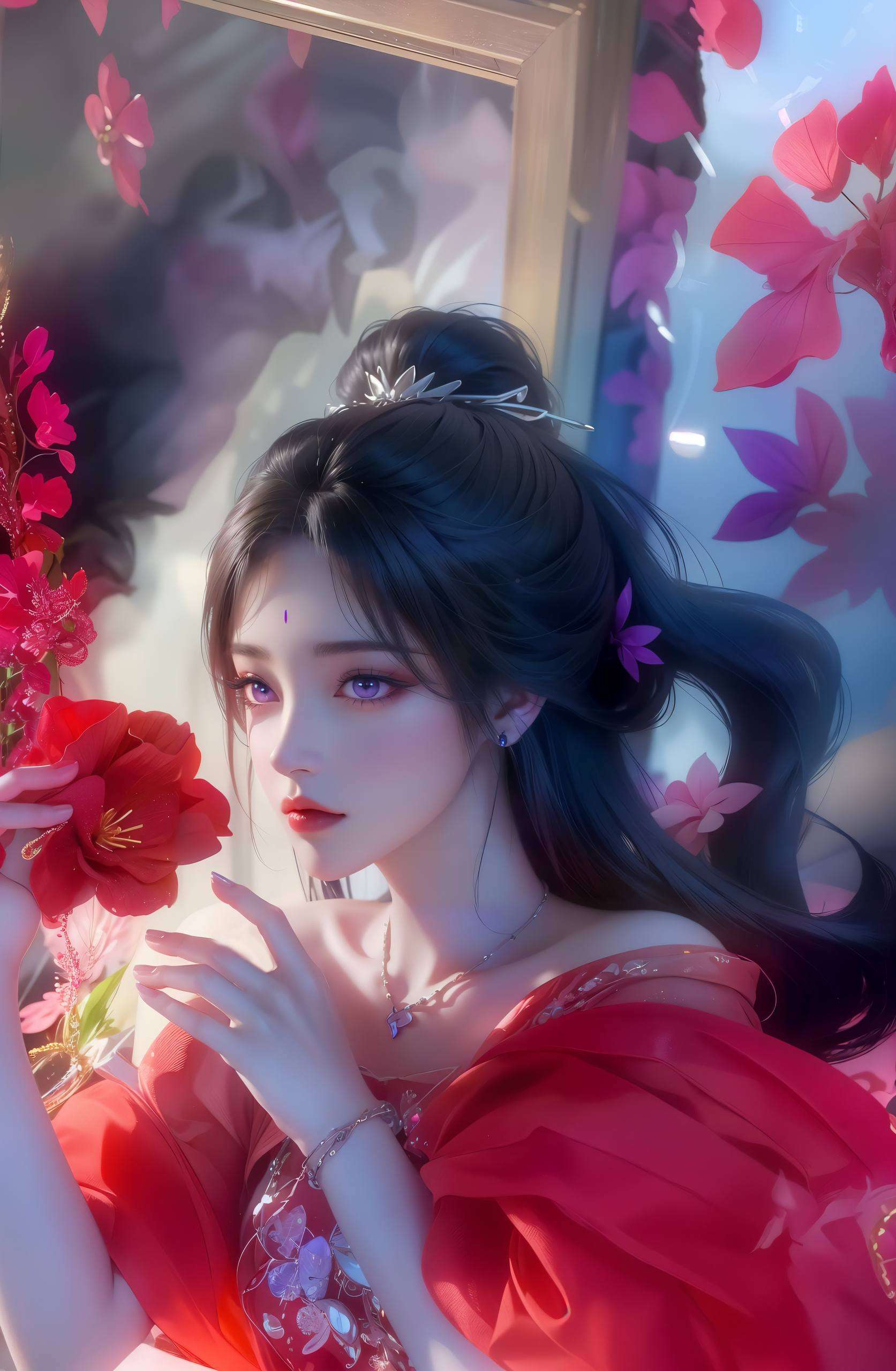 她们的美丽如同古风画卷中的仙子静谧而神秘