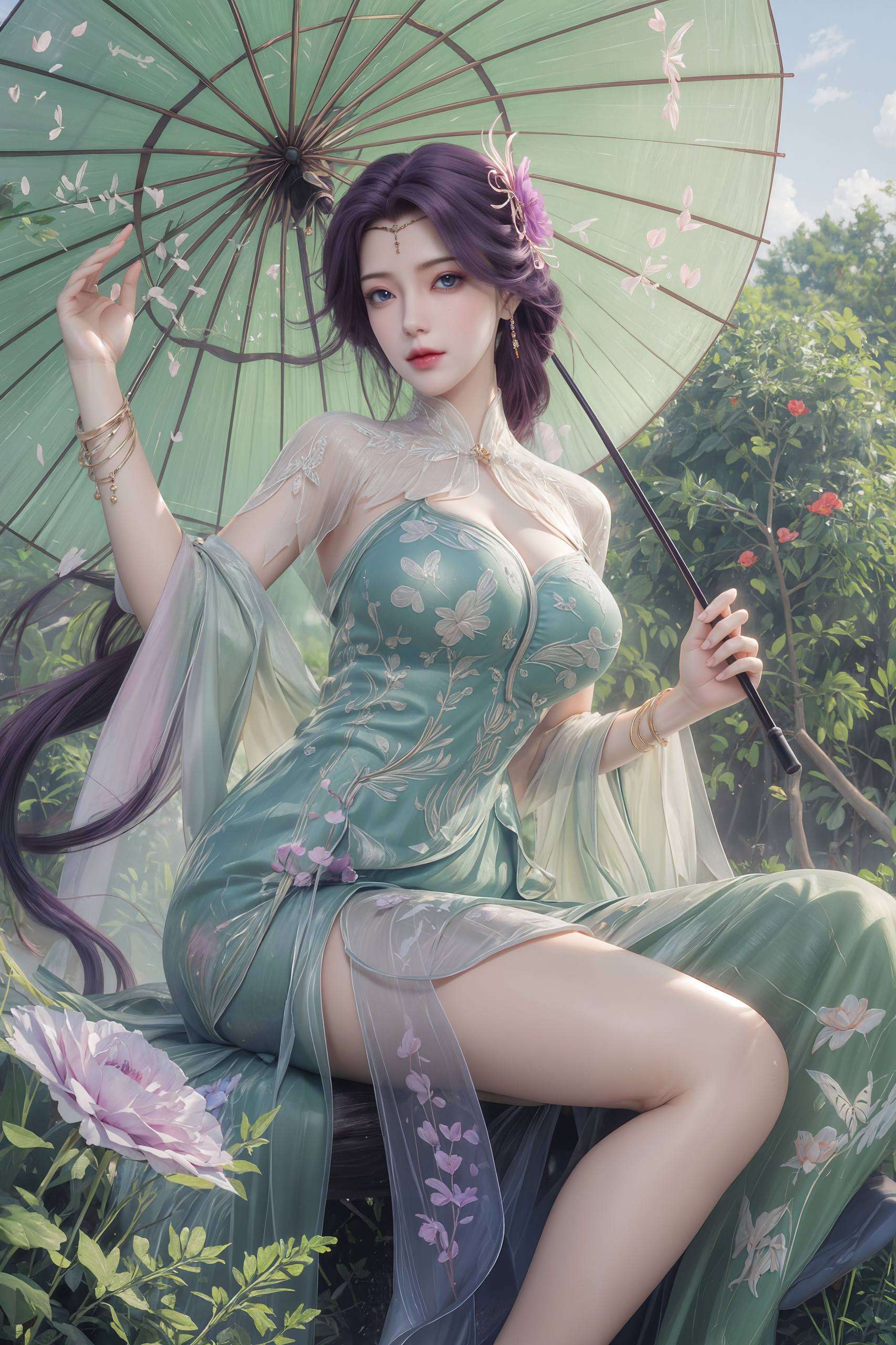 她是国漫中的女神长发如瀑布般流淌