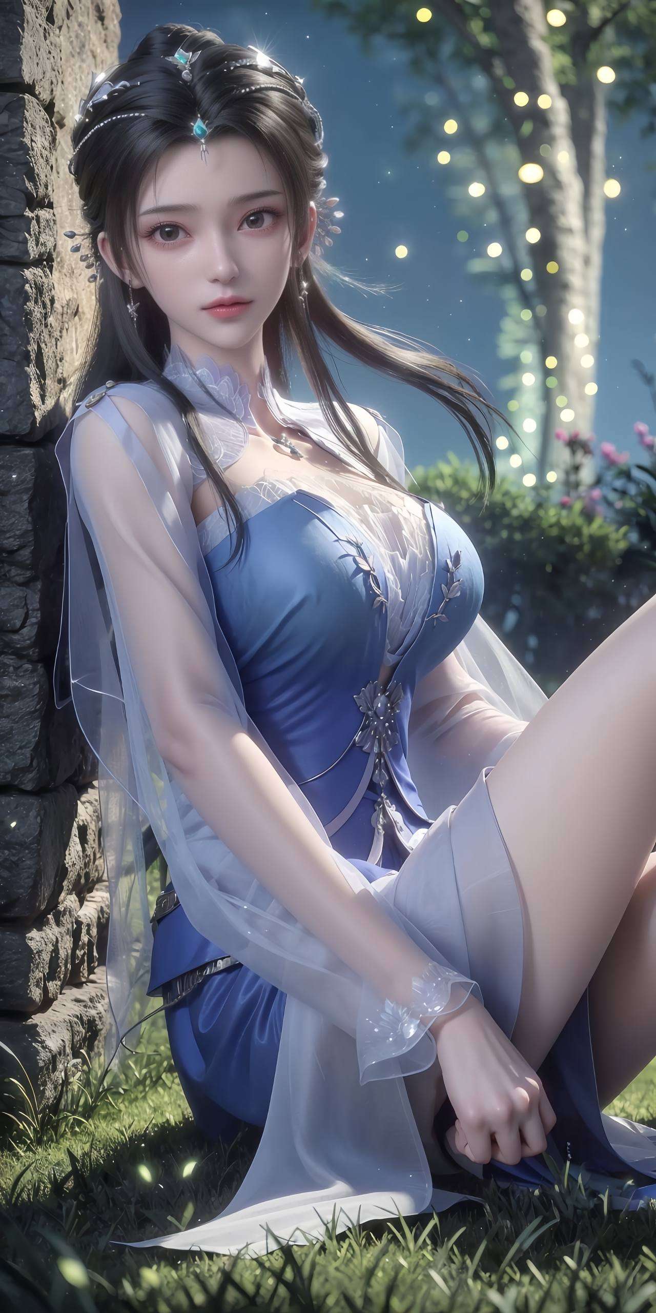配上玄幻的背景想要让你的手机屏幕焕发仙气吗？来试试这款李慕婉的全身照手机壁纸吧！她那仙气飘飘的姿态