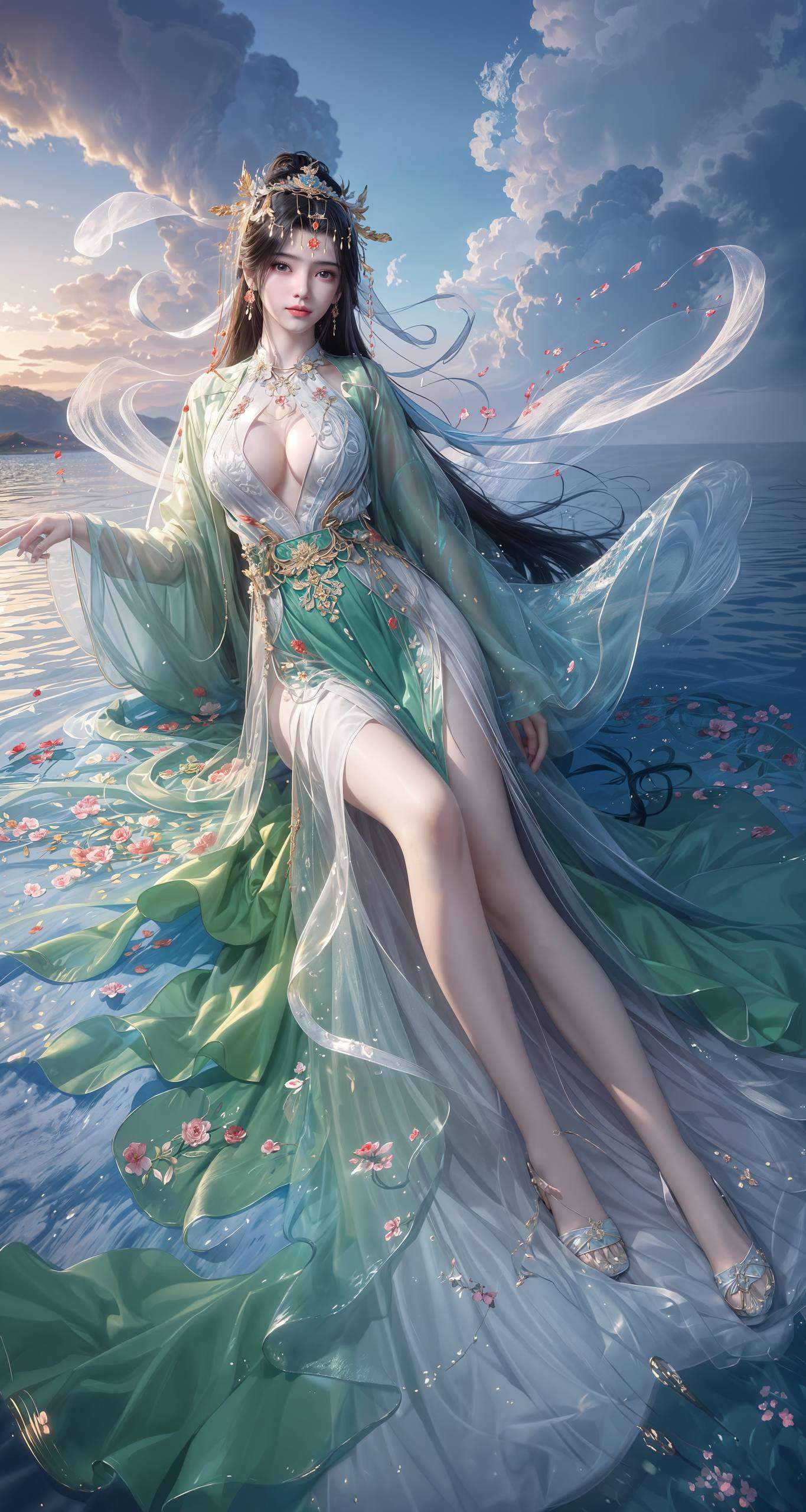 她的眼眸深邃如星辰映照出世间的沧桑与美好