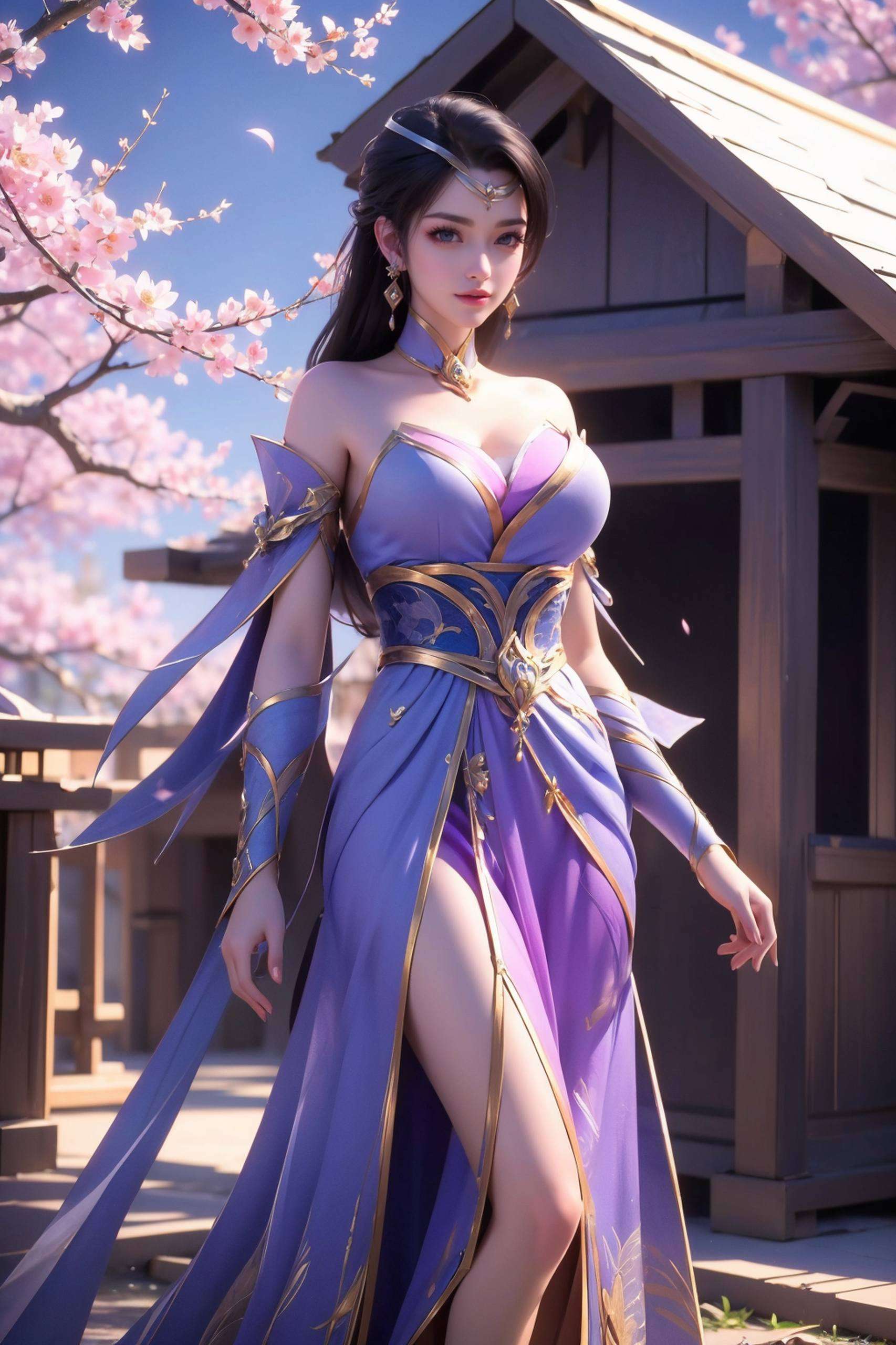 仙武传中之绝色灵玉立于云端