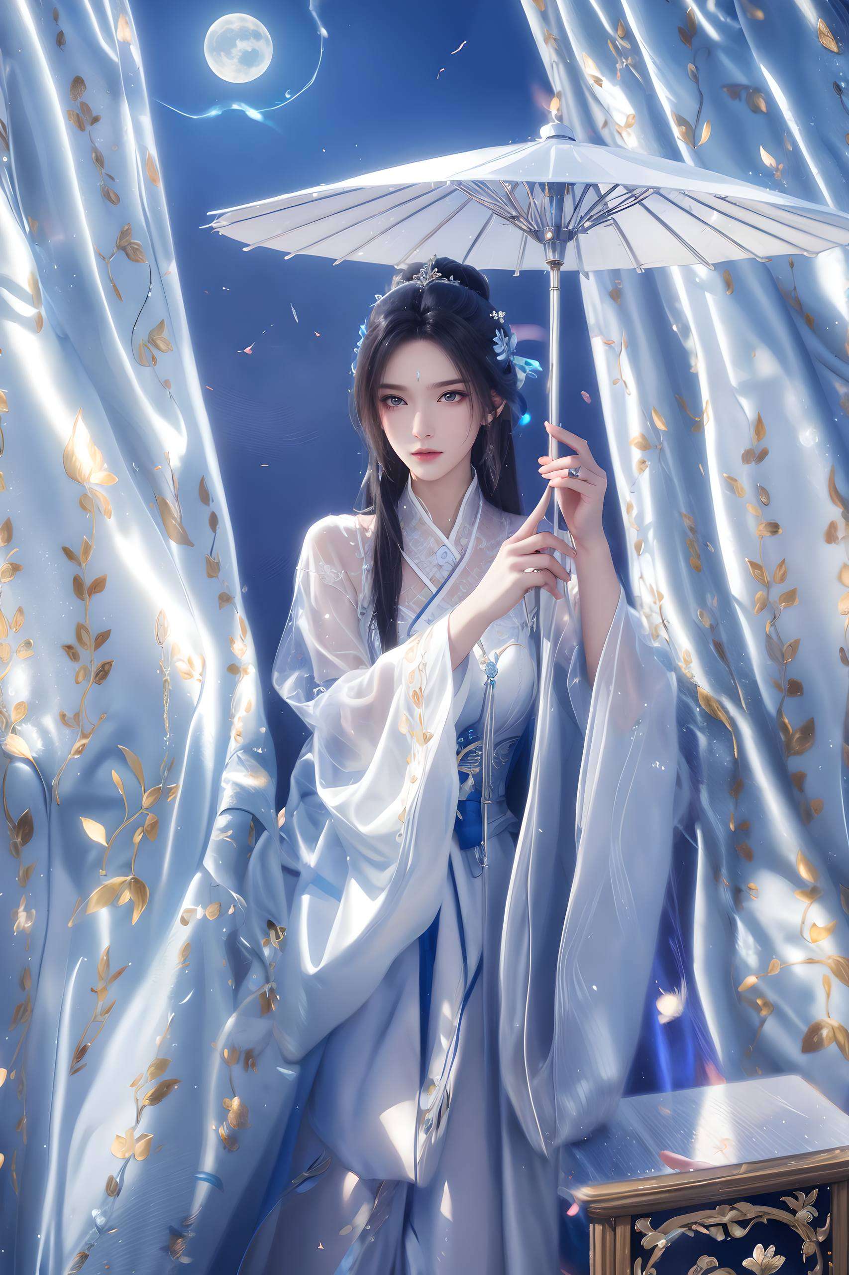 仿佛从画中走出眼神如冰