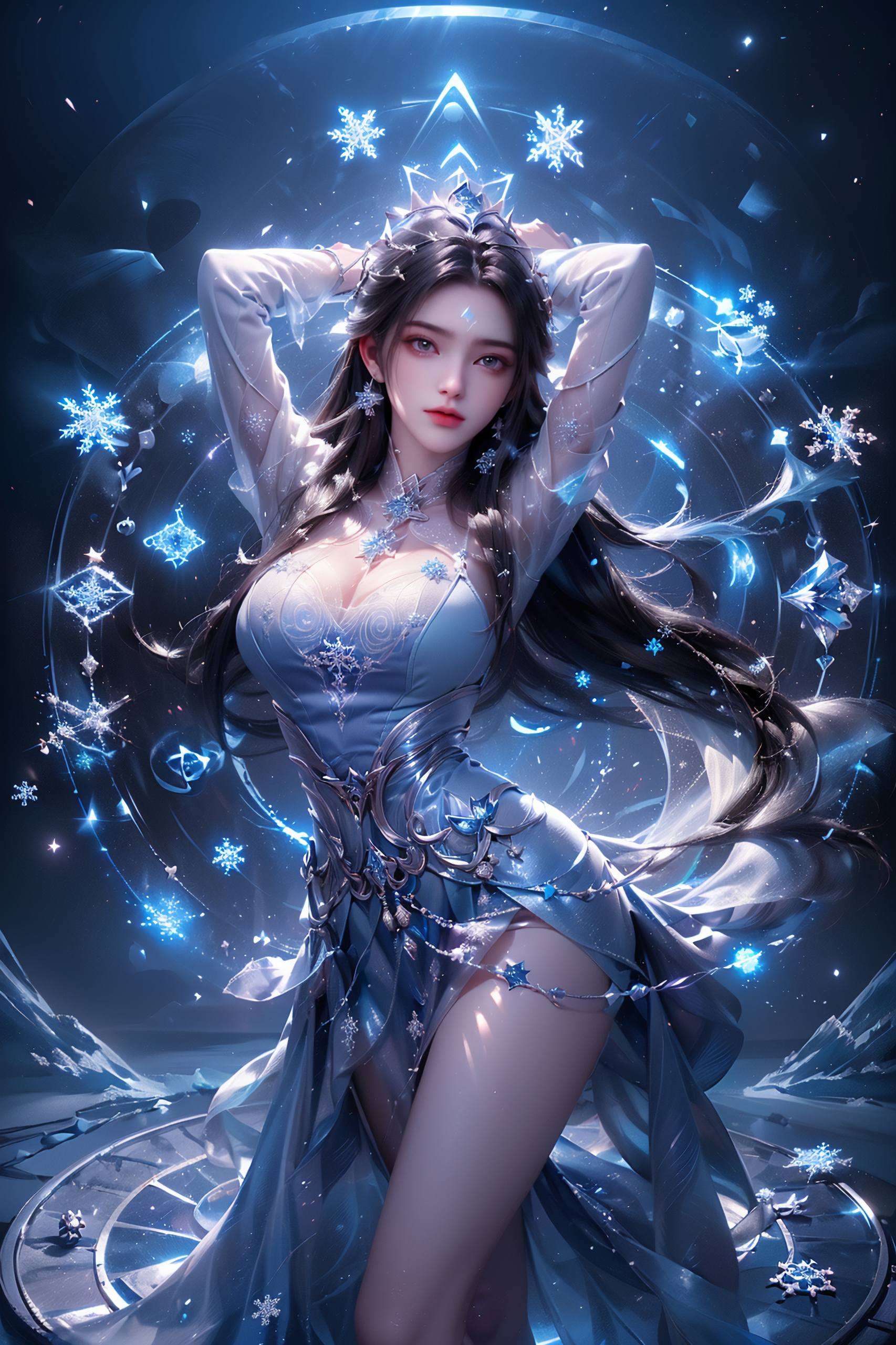更是一种内心的坚韧与不屈她的眼神深邃如夜空