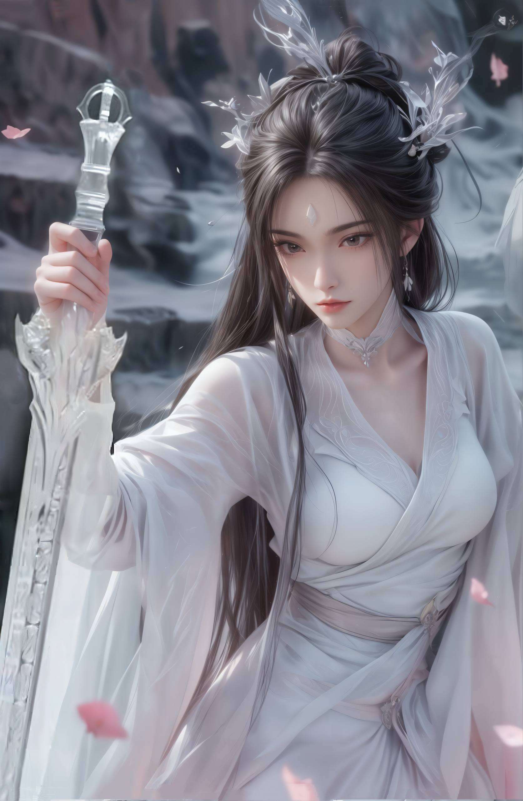 这位清冷如雪的仙子仿佛能听到她在耳边轻声细语：“嘻嘻